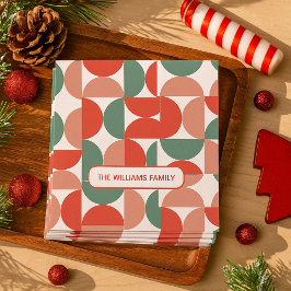 Modern Red & Grönt Julgeometric Mönster Pappersservett