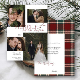 Modern Red Grönt Tartan Merrily allt efter Bröllop Julkort