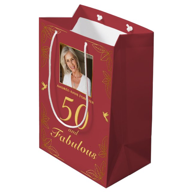 Modern Red Guld 50 Fabulous Birthday (Baksidan Vinklad)