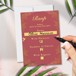 Modern Red Guld 50 Fabulous Birthday OSA Kort