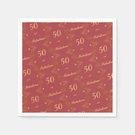 Modern Red Guld 50 Fabulous Birthday Pappersservett