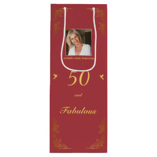 Modern Red Guld 50 Fabulous Birthday Photo