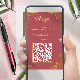 Modern Red Guld 50 Fabulous Birthday QR Code OSA Kort