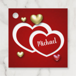 Modern Red Guld Alla hjärtans dag Hearts Gåvor Etiketter