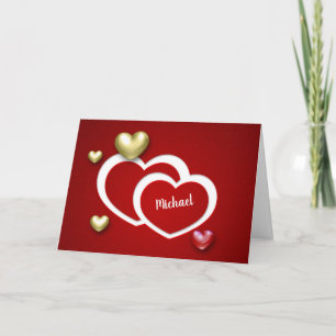 Modern Red Guld Alla hjärtans dag Hearts Helgkort