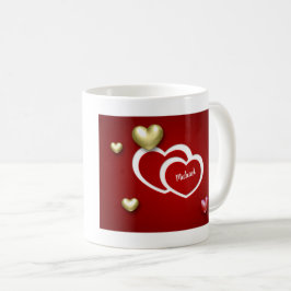 Modern Red Guld Alla hjärtans dag Hearts Kaffemugg