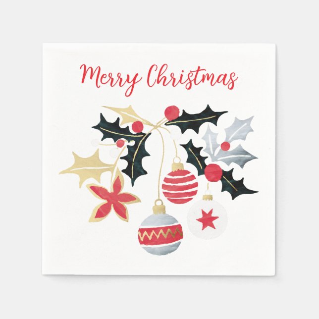Modern Red Guld & Silver, julprydnader Pappersservett (Framsidan)