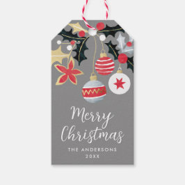 Modern Red Guld & Silver, julprydnader Presentetikett