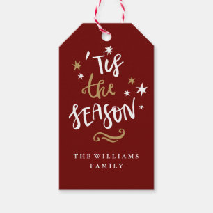 Modern Red Guld "Tis the Season Gift Märkres Presentetikett