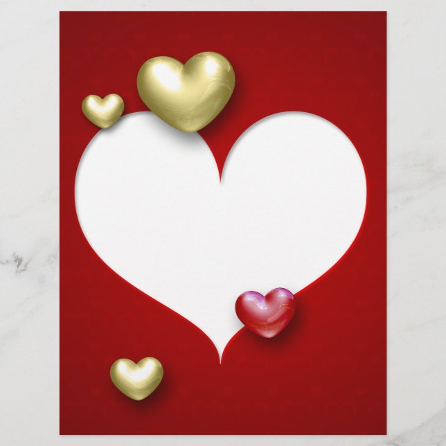 Modern Red Guld Valentine Hearts (Framsida)
