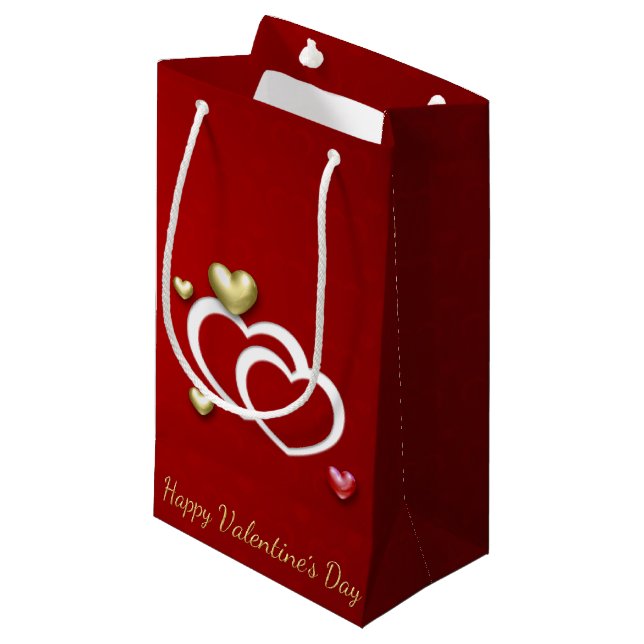 Modern Red Guld Valentine Hearts (Framsidan Vinklad)