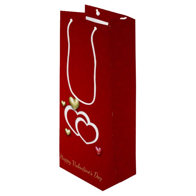 Modern Red Guld Valentine Hearts (Framsidan Vinklad)
