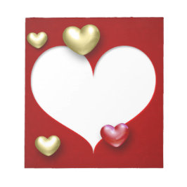 Modern Red Guld Valentine Hearts Anteckningsblock