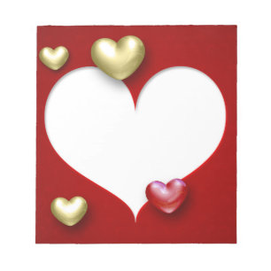 Modern Red Guld Valentine Hearts Anteckningsblock