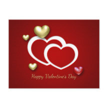 Modern Red Guld Valentine Hearts Helgdag vykort