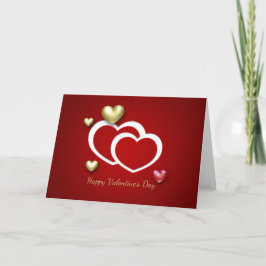 Modern Red Guld Valentine Hearts Helgkort