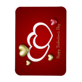 Modern Red Guld Valentine Hearts Magnet