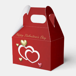 Modern Red Guld Valentine Hearts Presentaskar