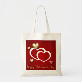 Modern Red Guld Valentine Hearts Tygkasse