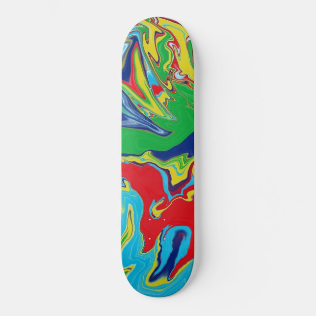 Modern Red Gult Blue Grönt Turcos Abstrakt Mini Skateboard Bräda 18,5 Cm (Framsida)