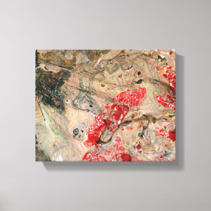 Modern Red Gult Grönt Brown Black Abstrakt Art Canvastryck