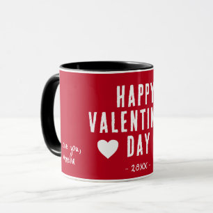 Modern Red Happy Valentines Day Boykompis Mugg