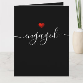 Modern Red Heart Black Engaged Kort