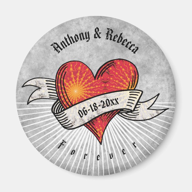 Modern Red Heart Fractal Couple Valentine Day Magnet (Framsidan)