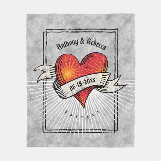 Modern Red Heart par Namn Fleecefilt (Framsidan)