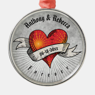 Modern Red Heart par Namn Valentine Day Julgransprydnad Metall