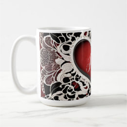 Modern Red Heart Snöre Kärlek Kaffemugg