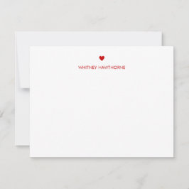 Modern Red Heart Stationery Kärlek enkel minimal Anteckningskort