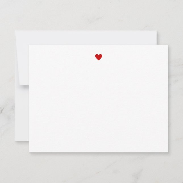 Modern Red Heart Stationery Kärlek enkel minimalis Anteckningskort (Framsida)