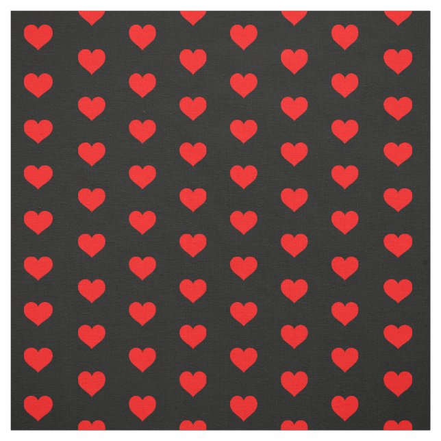 Modern Red Hearts på Black Valentine Mönster Tyg (Provkarta)