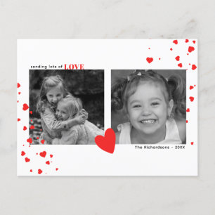 Modern Red Hearts Valentine Day Anpassningsbar Pho Helg Vykort