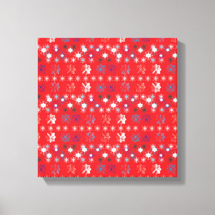 Modern Red Helgdag snowflake mönster Canvastryck