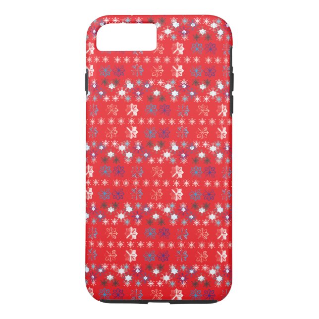 Modern Red Helgdag snowflake mönster Case-Mate iPhone Skal (Baksida)