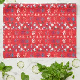 Modern Red Helgdag snowflake mönster Kökshandduk