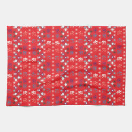 Modern Red Helgdag snowflake mönster Kökshandduk