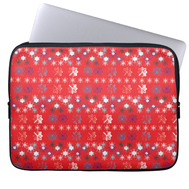 Modern Red Helgdag snowflake mönster Laptop Fodral (Framsidan)