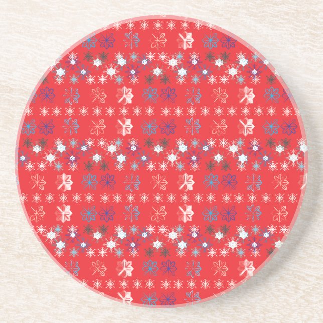 Modern Red Helgdag snowflake mönster Underlägg Sandsten (Framsidan)