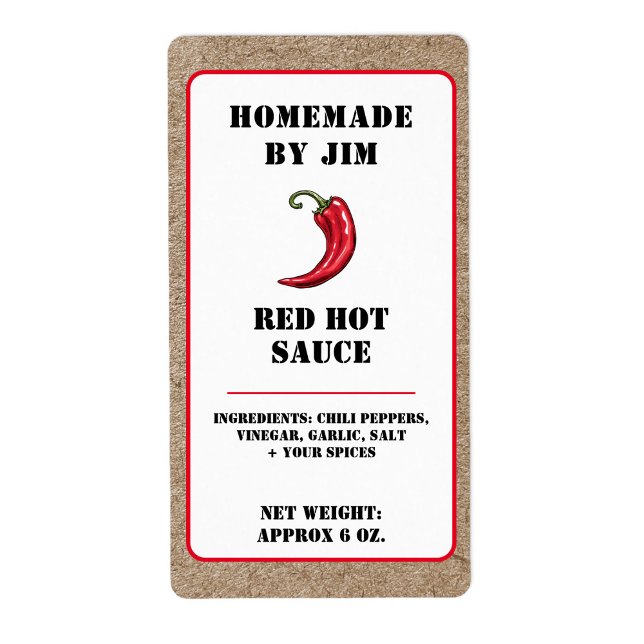 Modern Red Hett Chili Sauce Pepper Kraft-etikett Fraktsedel (Skapare uppladdad)