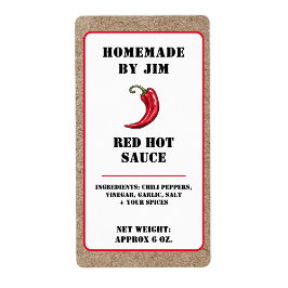 Modern Red Hett Chili Sauce Pepper Kraft-etikett Fraktsedel