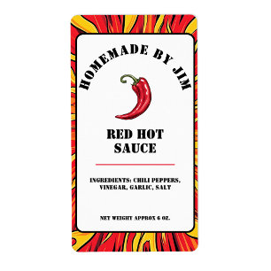 Modern Red Hett Chili Sauce pepper Label Fraktsedel