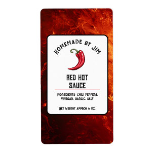 Modern Red Hett Chili Sauce pepper Label Fraktsedel