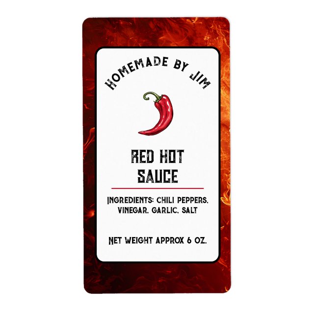 Modern Red Hett Chili Sauce pepper Label Fraktsedel (Skapare uppladdad)