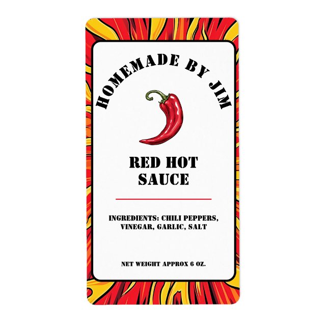 Modern Red Hett Chili Sauce pepper Label Fraktsedel (Skapare uppladdad)