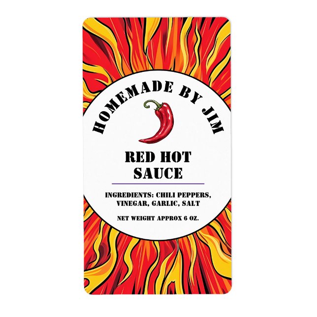 Modern Red Hett Chili Sauce pepper Label Fraktsedel (Skapare uppladdad)