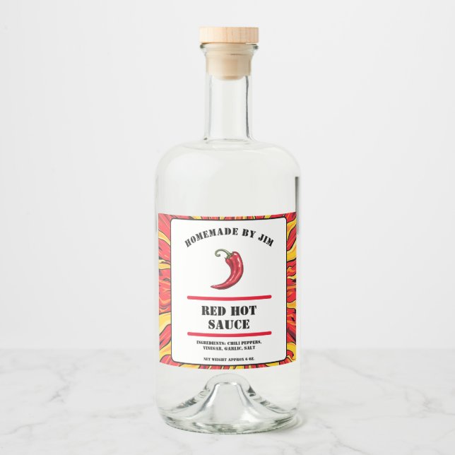 Modern Red Hett Chili Sauce pepper Label Spritflaskor Etikett (Framsida)