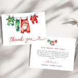 Modern Red Holly-jultomten Baby Shower Tack Kort<br><div class="desc">Visa din uppskattning med vår moderna Red Holly-jultomtskuss tackkort. Kortet har en sansad Jultomten-design mot en rik röd bakgrund, försedd med festive holly och vintergrey. Det är perfekt att uttrycka sin tacksamhet till gästerna samtidigt som man håller sig till det glatta temat för helgdag av din babydusch. Elegantens utformning gör...</div>